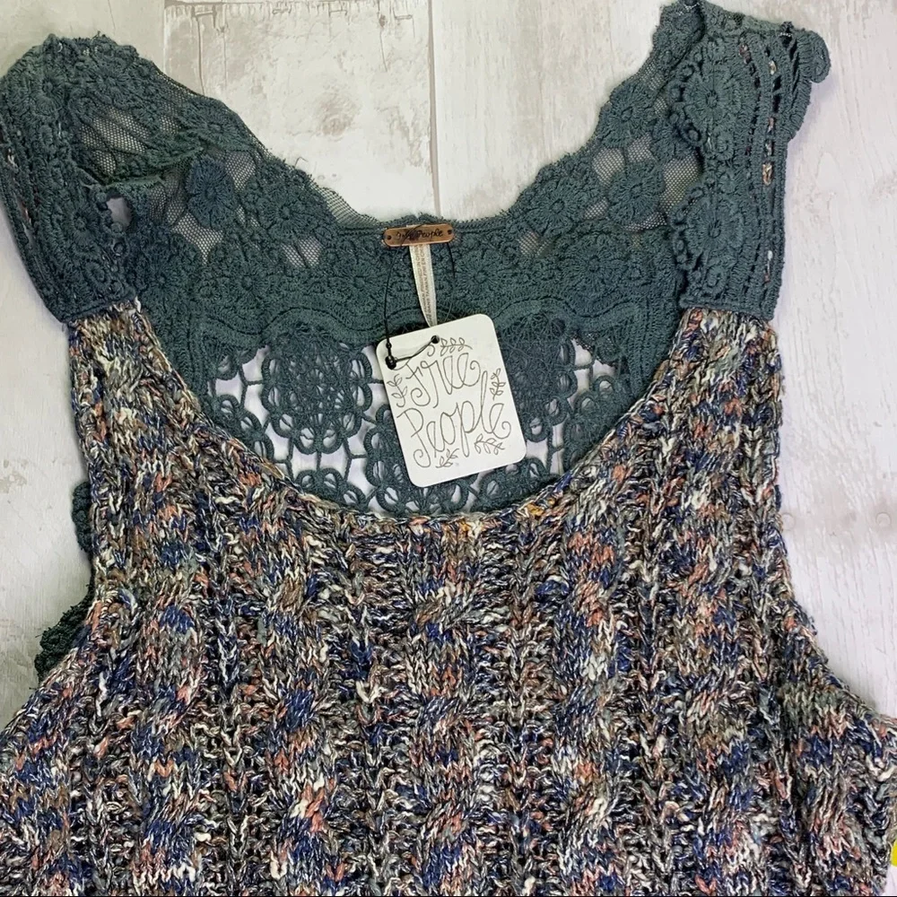 Free‎ People Crochet Back Pullover Tank in Gray